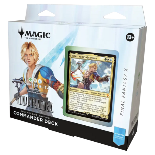 Magic: The Gathering Final Fantasy Collector Commander Deck Counter Blitz, premium foil-enhanced MTG deck with fast-paced tactics and iconic Final Fantasy characters.