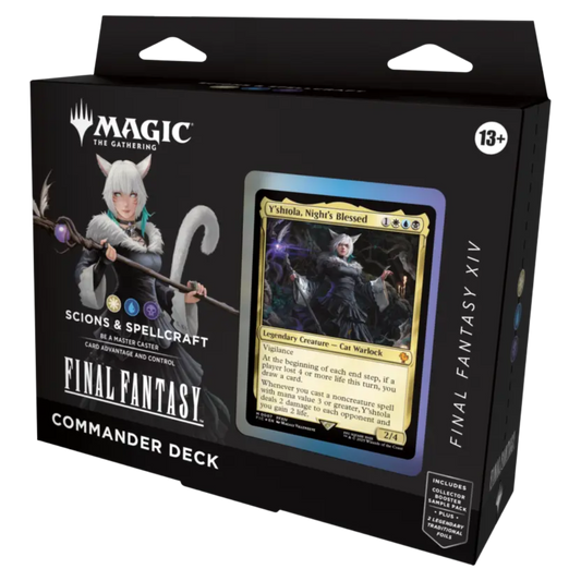 Magic: The Gathering Final Fantasy Commander Deck Scions & Spellcraft, pre-built MTG deck with iconic heroes and powerful spells for Final Fantasy and Commander fans.