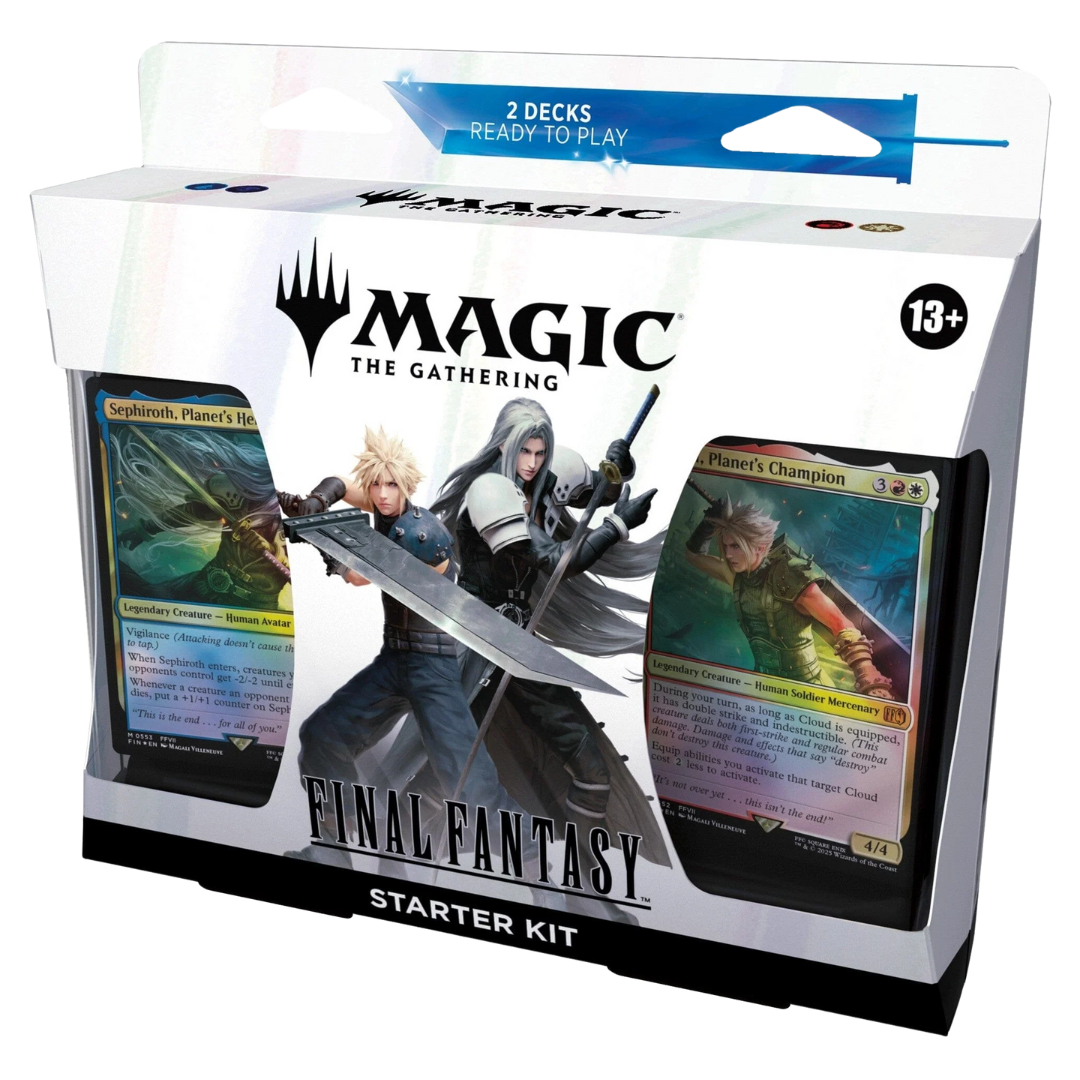 Magic: The Gathering Final Fantasy Starter Kit, two-deck beginner set with iconic Final Fantasy characters and tutorial materials for new MTG players.








