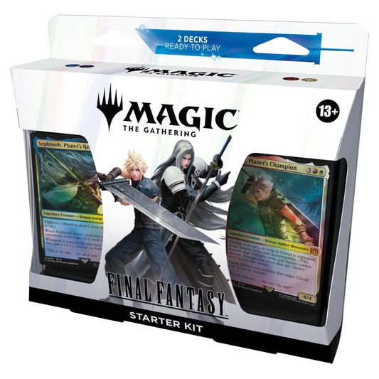 Magic: The Gathering Final Fantasy Starter Kit, two-deck beginner set with iconic Final Fantasy characters and tutorial materials for new MTG players.







