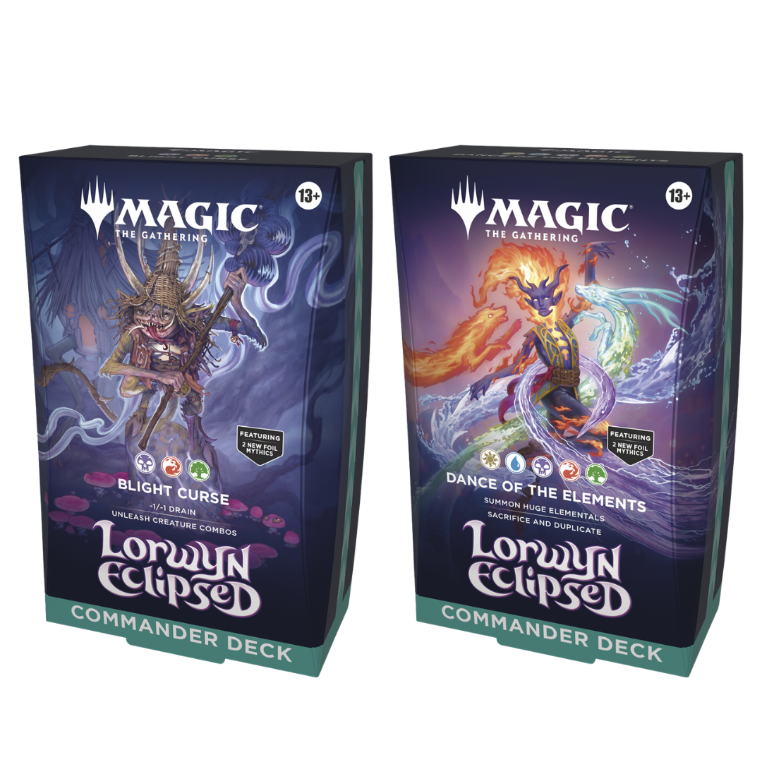 MTG Lorwyn Eclipsed Commander Deck set of 2, Blight Curse and Dance of the Elements boxes