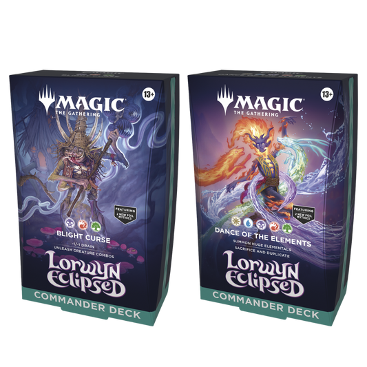 MTG Lorwyn Eclipsed Commander Deck set of 2, Blight Curse and Dance of the Elements boxes