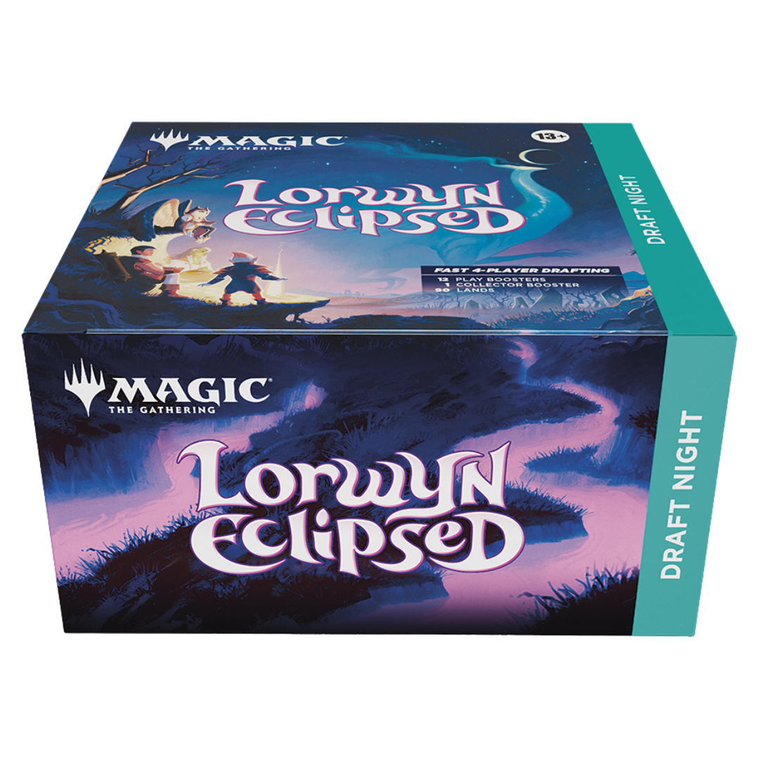MTG Lorwyn Eclipsed Draft Night box, 4-player Pick-Two draft kit with Play Boosters, Collector Booster, and land pack