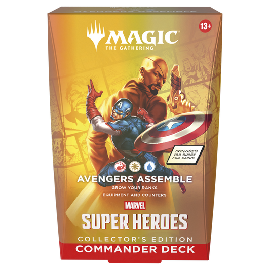 Magic the Gathering Marvel Super Heroes Avengers Assemble Commander Deck Collectors Edition packaging with premium Avengers artwork