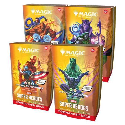 Magic the Gathering Marvel Super Heroes Commander Deck Collectors Edition set of four decks packaging