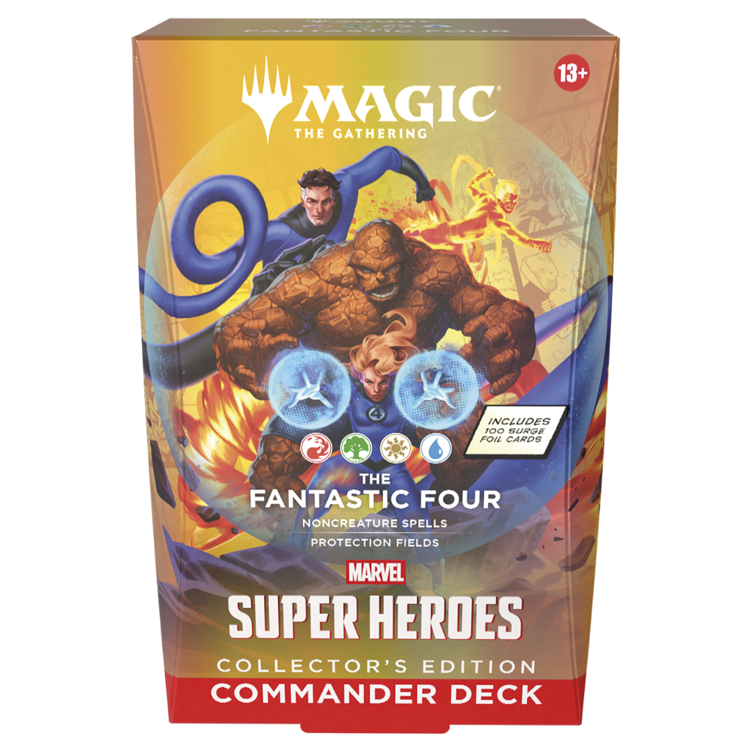 Magic the Gathering Marvel Super Heroes Fantastic Four Commander Deck Collectors Edition packaging with premium Marvel artwork