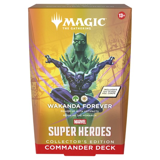 Magic the Gathering Marvel Super Heroes Wakanda Forever Commander Deck Collectors Edition packaging with premium artwork