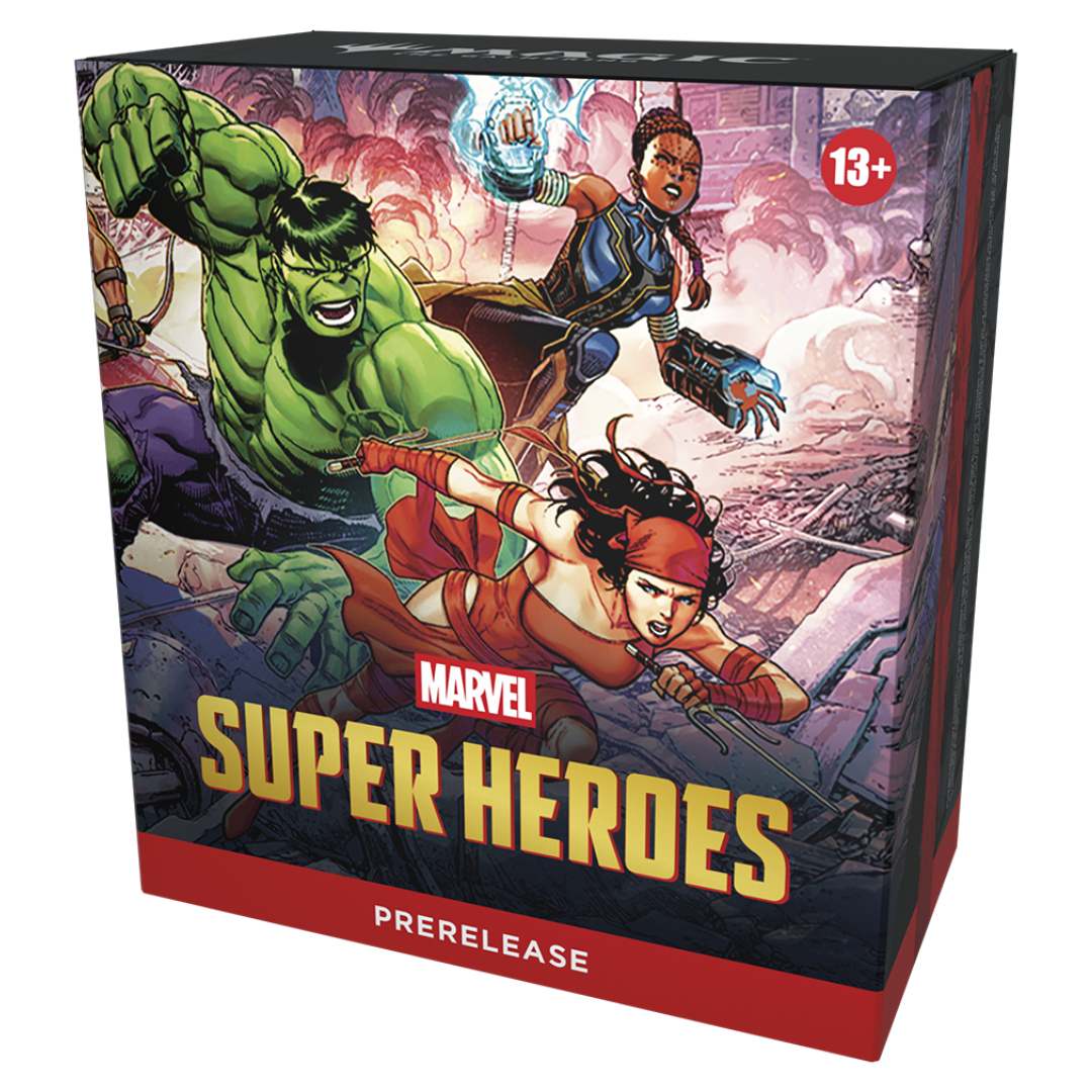 Magic The Gathering Marvel Super Heroes Prerelease Kit with Play Boosters and Spindown life counter