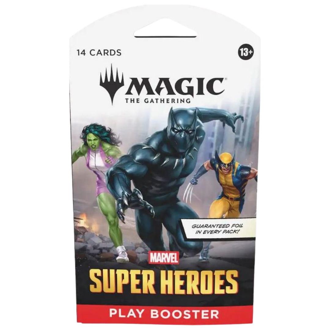 Marvel Super Heroes MTG Play Booster Pack trading card game sealed booster pack artwork