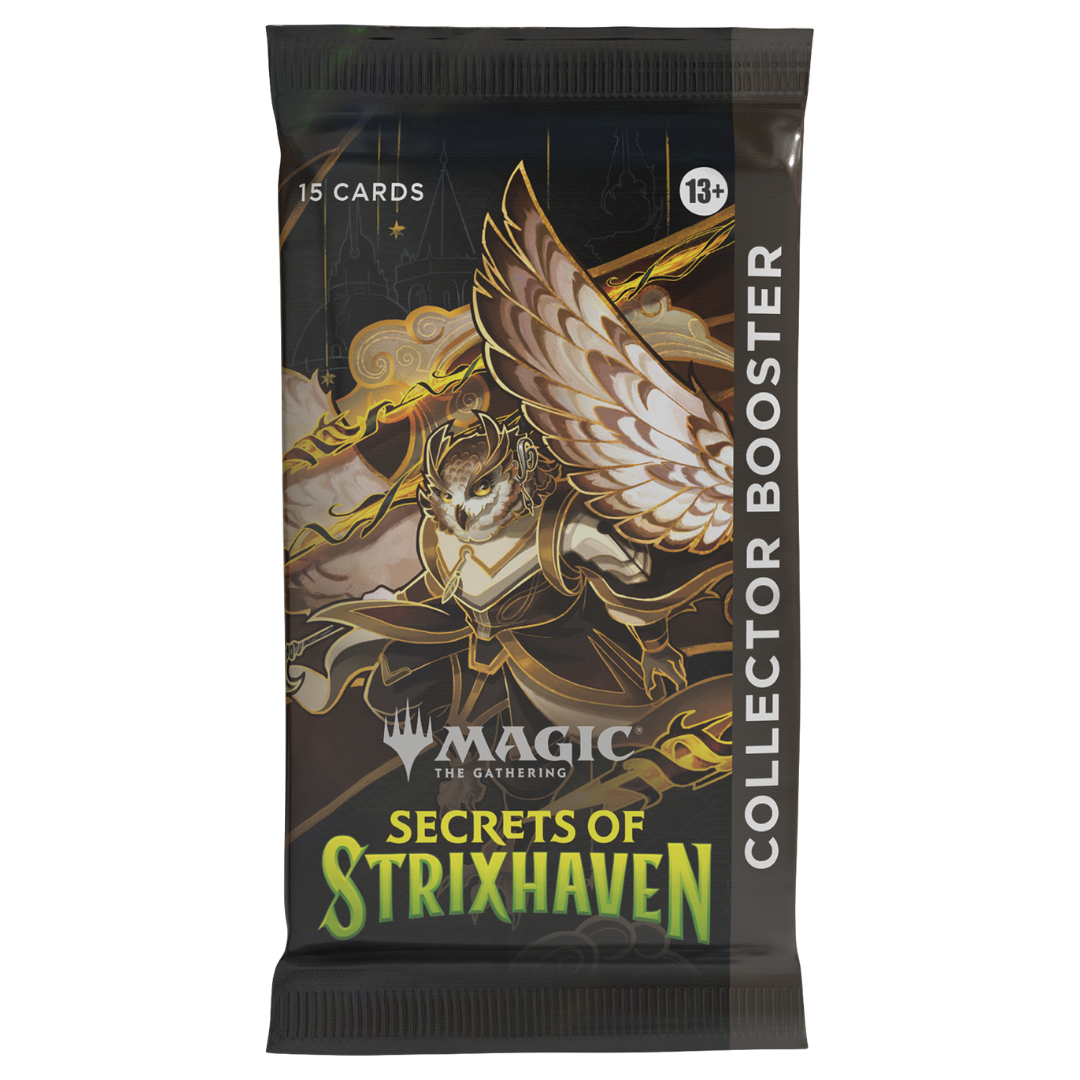 Magic the Gathering Secrets of Strixhaven Collector Booster Pack featuring owl themed collector artwork