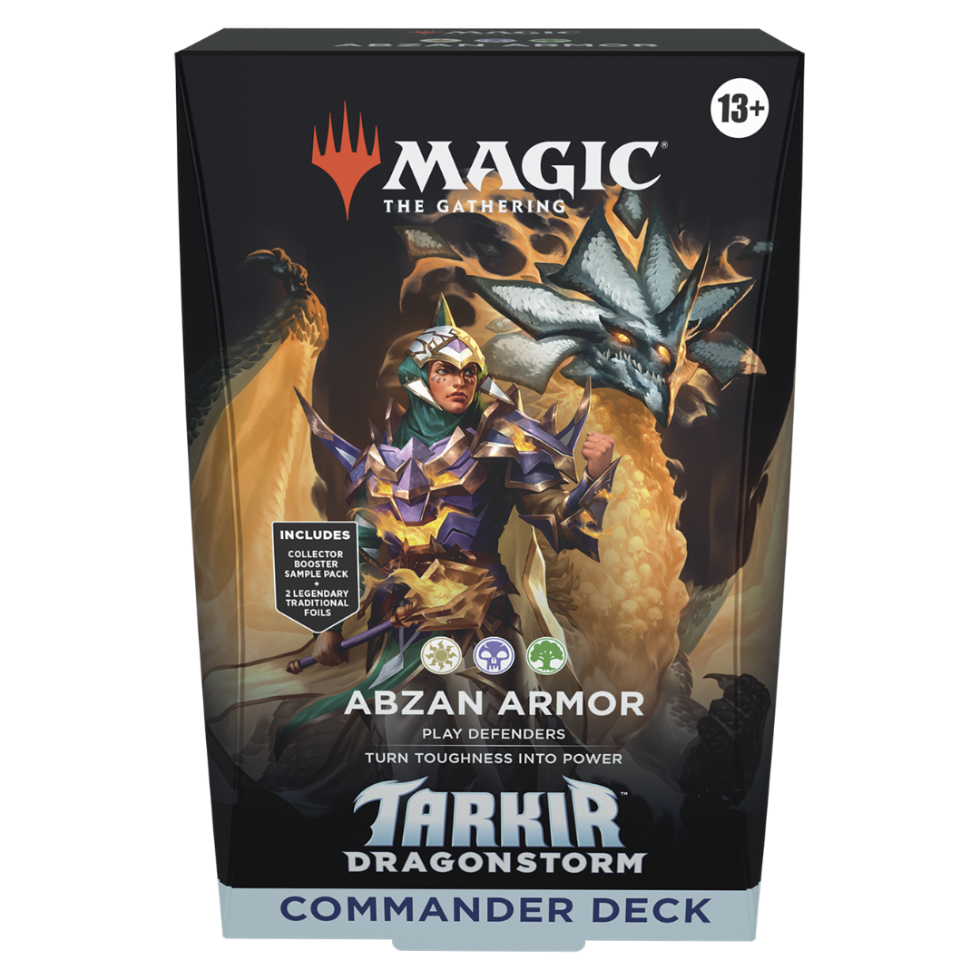 Magic: The Gathering Tarkir: Dragonstorm Commander Deck - Abzan Armor featuring legendary dragons, armor synergies, and tactical strategies.