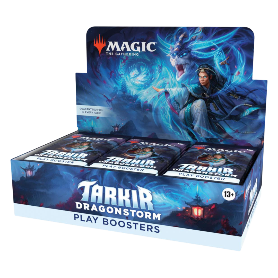 Magic: The Gathering Tarkir: Dragonstorm Play Booster featuring powerful cards, dragons, and epic spells.