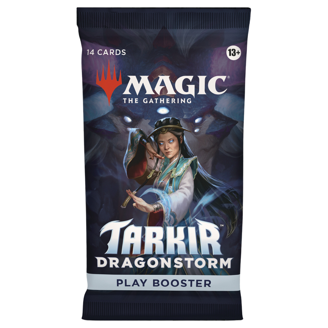 Magic: The Gathering Tarkir: Dragonstorm Play Booster Pack with powerful dragons, rares, and epic spells.