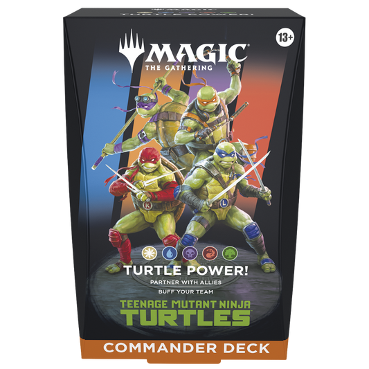 Magic: the Gathering Teenage Mutant Ninja Turtles Commander Deck box featuring Leonardo and Splinter team artwork