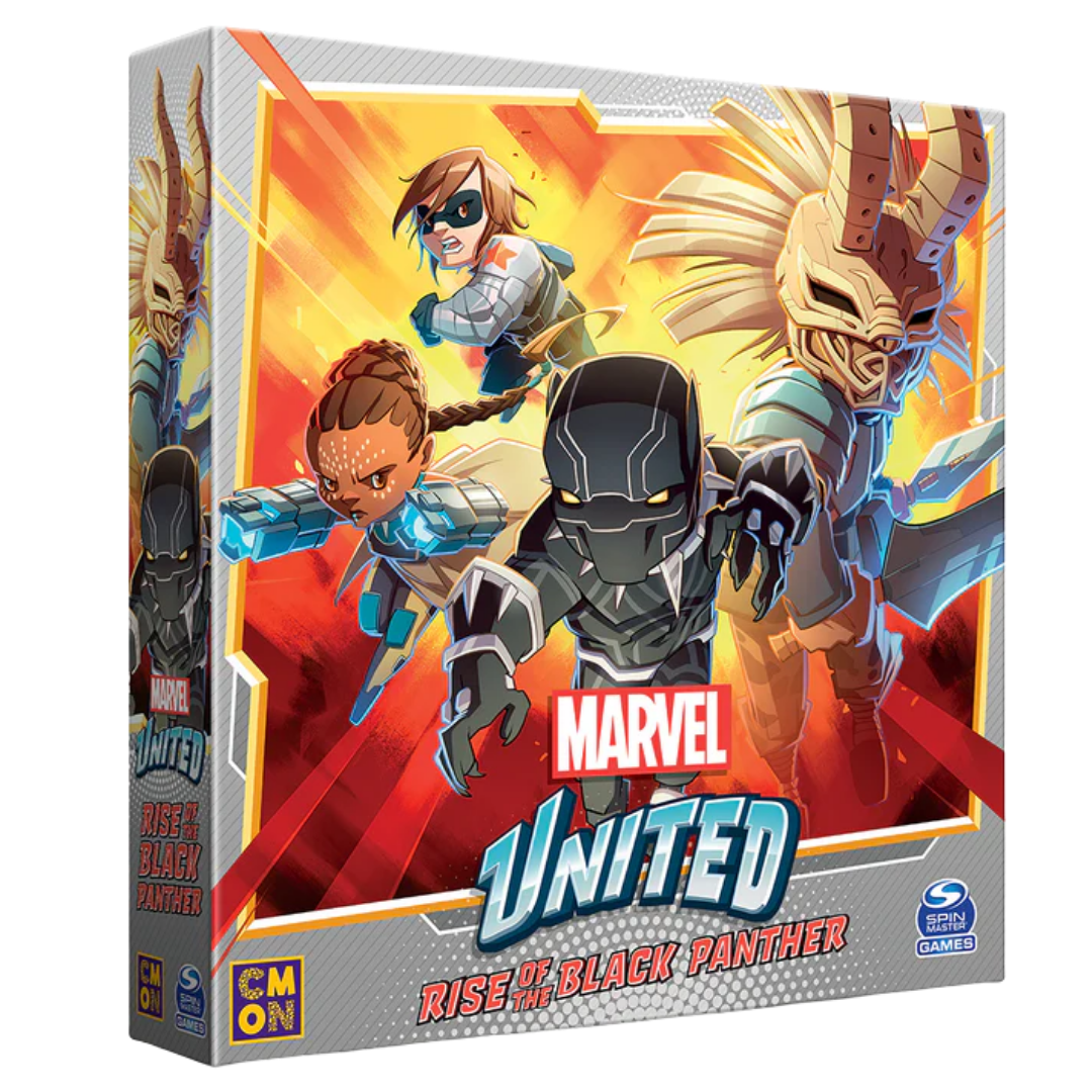 Marvel United Rise of the Black Panther expansion featuring Wakandan heroes Killmonger and new challenge gameplay components