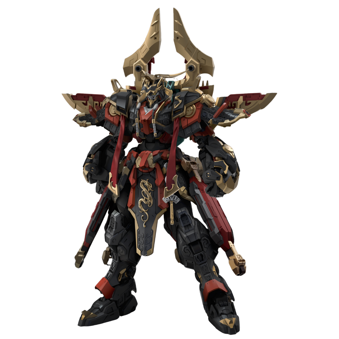 Ming Jiang Legend Ying Zheng mecha model kit front view with black red and gold imperial armour