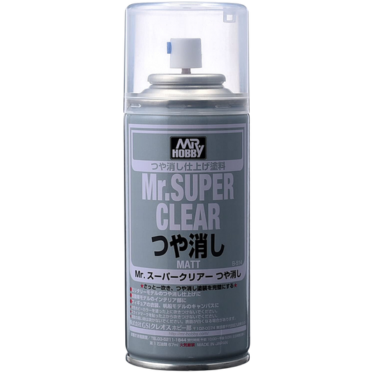 Mr Hobby Mr Super Clear Matt spray topcoat can for model kits and miniatures finishing