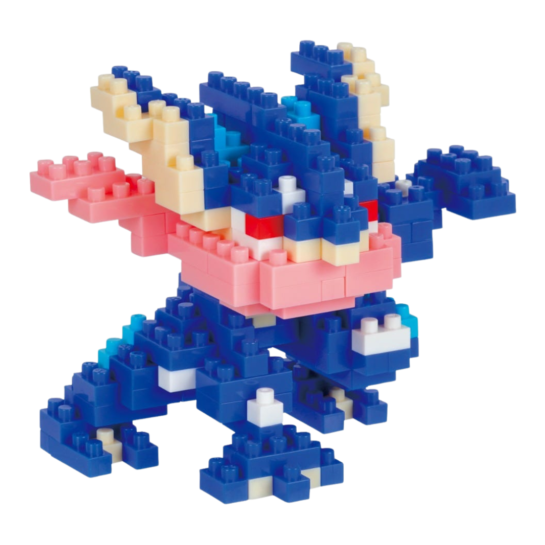 Nanoblock Pokemon Greninja micro-brick kit assembled model and box, compact Pokémon display build