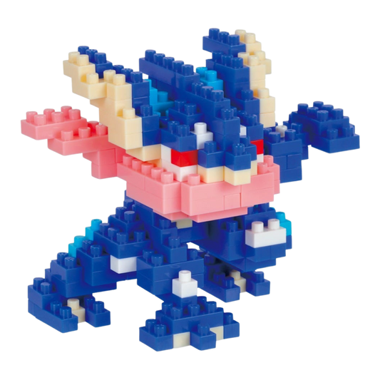 Nanoblock Pokemon Greninja micro-brick kit assembled model and box, compact Pokémon display build