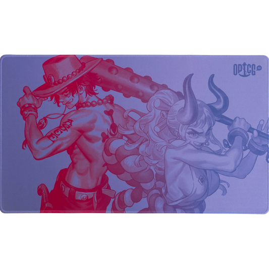 One Piece Card Game Friends of Fate Fire & Ice 3mm premium playmat with anti-slip rubber base