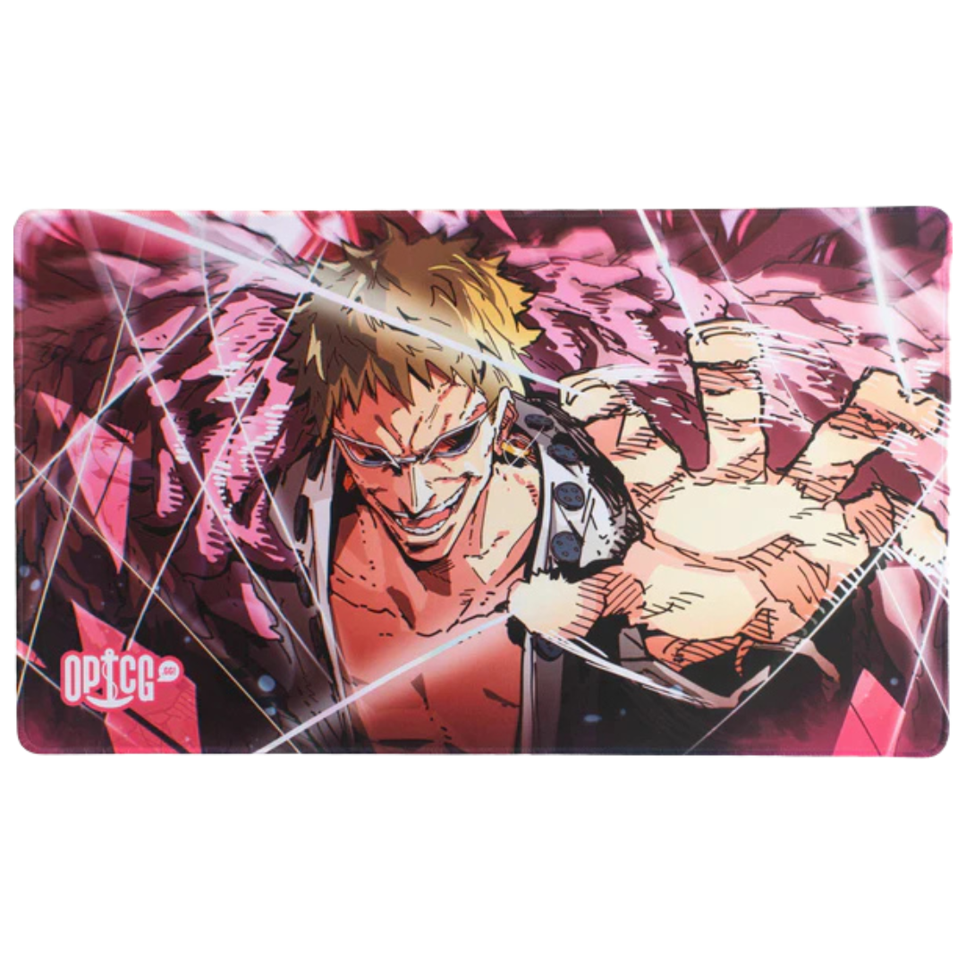 One Piece TCG Heavenly Demon Playmat featuring epic artwork, smooth anti-slip surface, and premium card protection for competitive trading card game players.