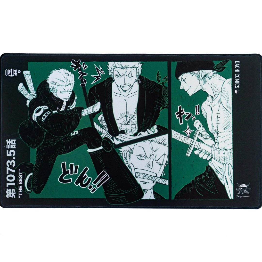 One Piece Card Game Manga Three-Sword Style Haki Black 3mm premium playmat with anti-slip base
