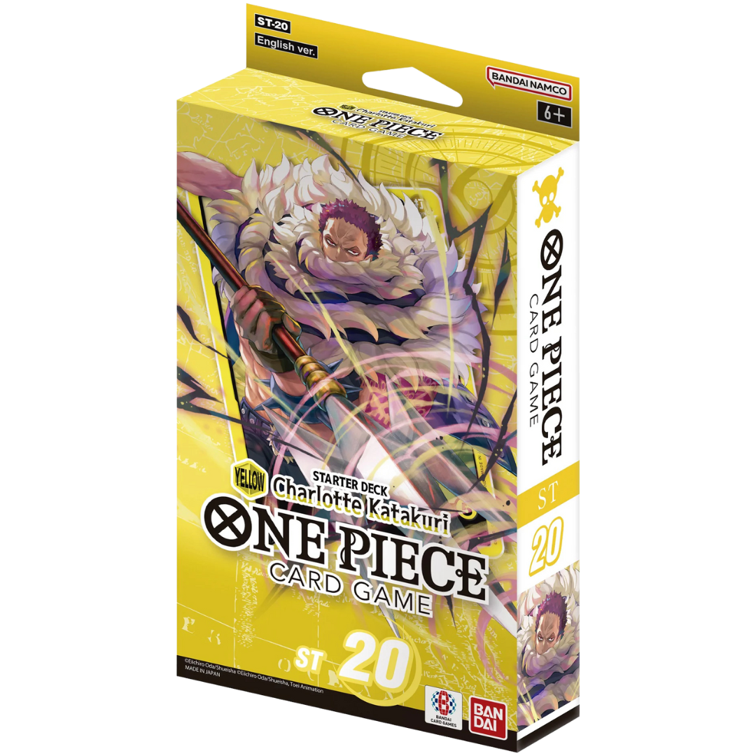 One Piece Card Game: Starter Deck ST-20 – Charlotte Katakuri – A ready-to-play starter deck featuring the formidable Charlotte Katakuri, one of the strongest characters from the One Piece universe. This deck includes 50 cards with powerful abilities and strategies centered around Katakuri’s skills, making it perfect for both new players and seasoned collectors. Dive into the world of One Piece and enhance your gameplay with this exciting, character-focused deck!