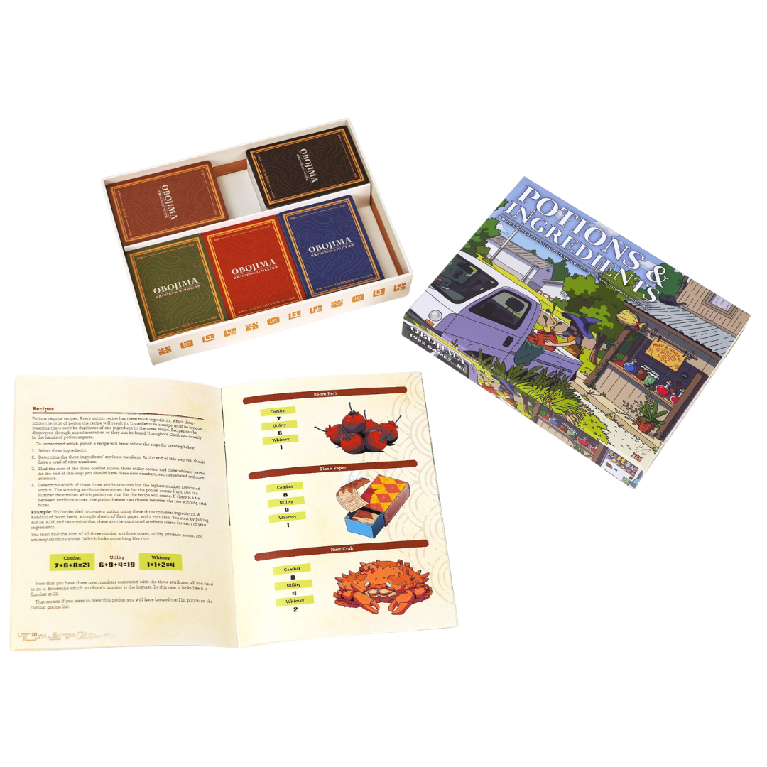 Obojima Potion and Ingredient Deck for tabletop RPG gameplay and crafting