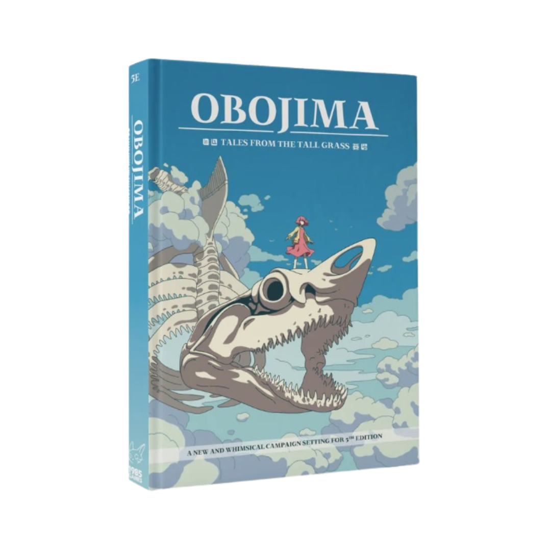 Obojima: Tales from the Tall Grass 5E setting book by 1985 Games, whimsical fantasy RPG inspired by Studio Ghibli and Zelda with new ancestries, spells, and potion system.