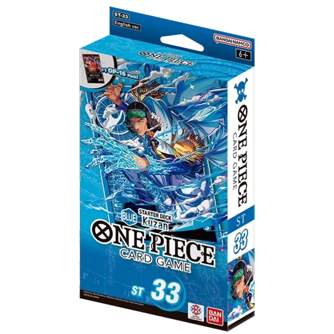 One Piece Card Game ST33 Blue Kuzan Starter Deck with 51 cards, DON!! cards, playsheet and OP-16 booster pack