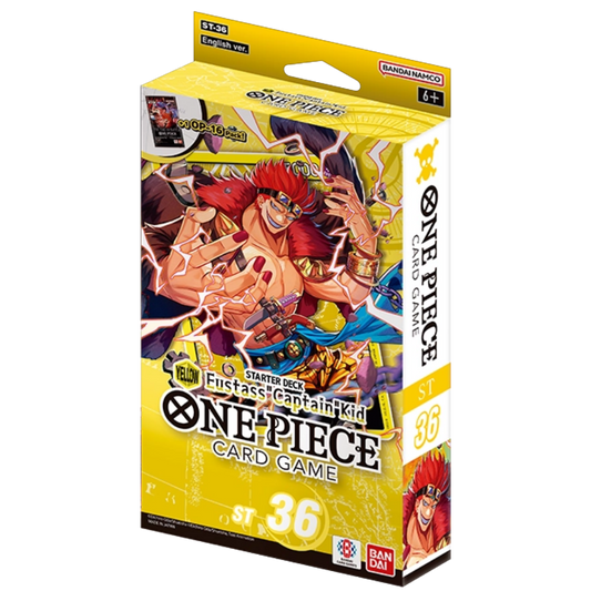 One Piece Card Game ST36 Yellow Eustass Kid Starter Deck with DON!! cards, playsheet and OP-16 booster pack