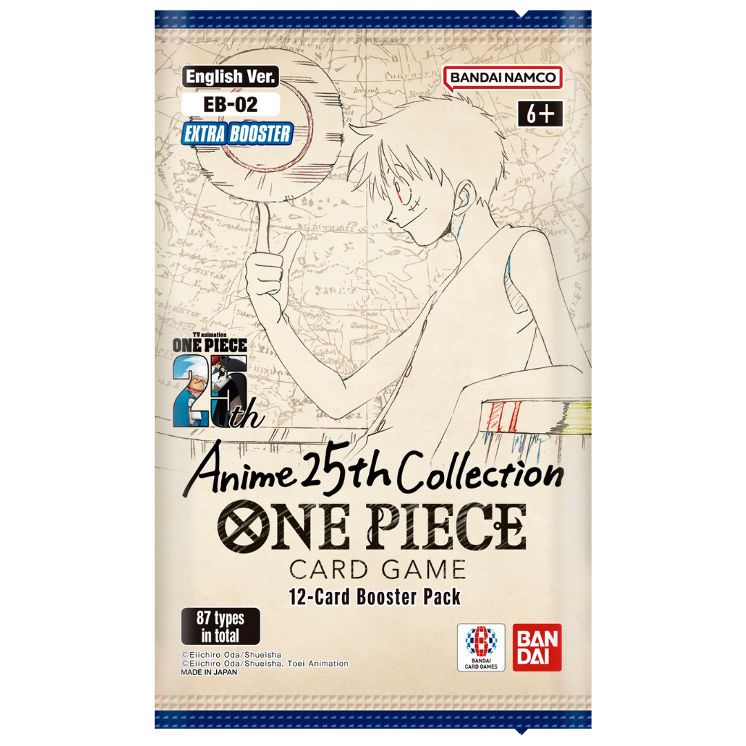 One Piece EB-02 Booster Pack, Extra Booster trading card pack with new cards, reprints, and alternate art for collectors and One Piece TCG players.