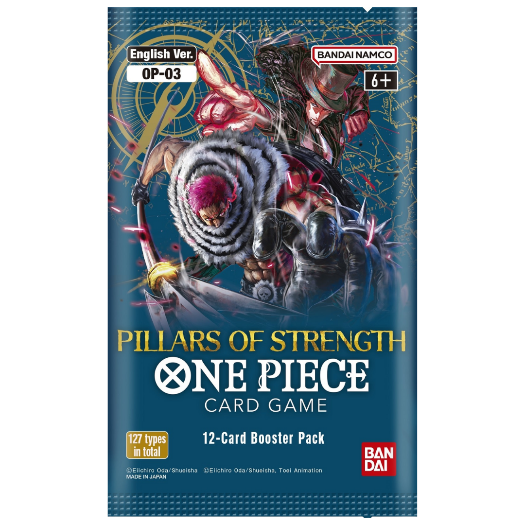 One Piece OP-03 Pillars of Strength booster pack with Gecko Moria and Big Mom characters







