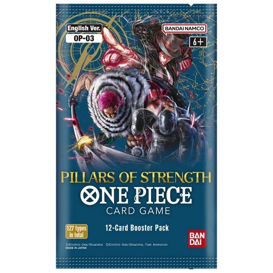 One Piece OP-03 Pillars of Strength booster pack with Gecko Moria and Big Mom characters








