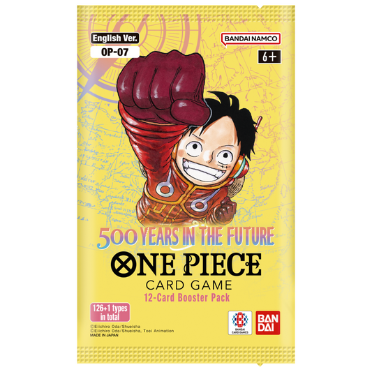One Piece OP-07 500 Years in the Future booster pack featuring Monkey D. Luffy artwork