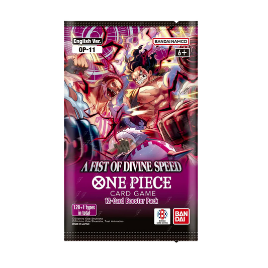 One Piece Card Game OP-11 A Fist of Divine Speed Booster Pack featuring Whole Cake Island characters