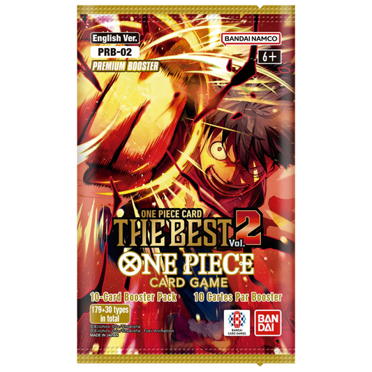 One Piece Card Game PRB02 Premium Booster Volume 2 Pack featuring Monkey D. Luffy artwork