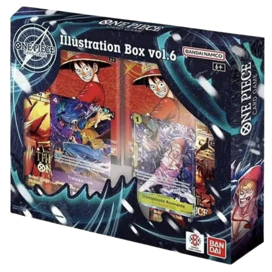 One Piece Card Game Illustration Box Volume 6 box art featuring official One Piece artwork and promotional cards