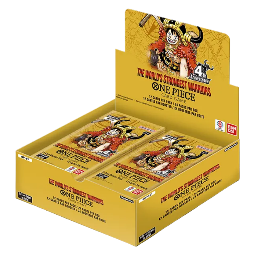 One Piece Card Game OP-17 The World's Strongest Warriors booster box containing 24 packs.