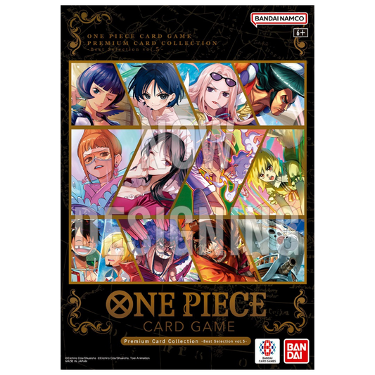 One Piece Premium Card Collection Volume 5 with 12 alternate art cards and collectible folder