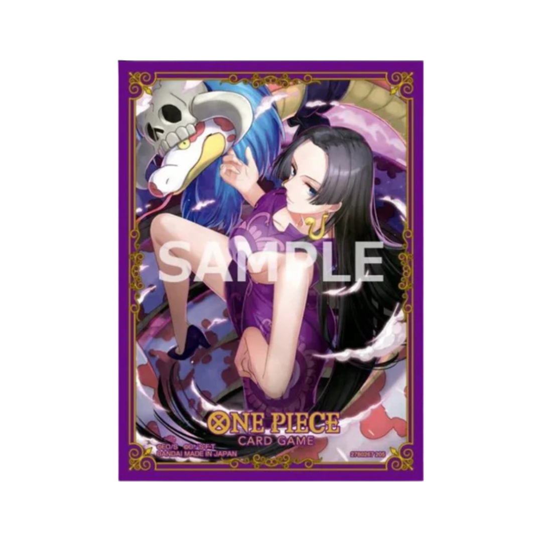 One Piece Card Game official sleeve Set 11 featuring Boa Hancock design, pack of 70 protective sleeves.