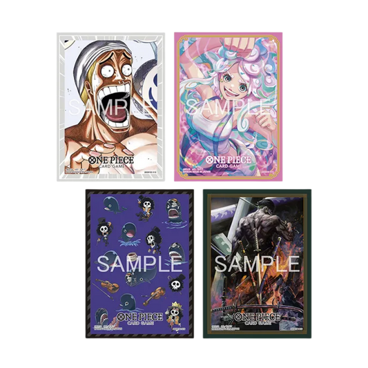 One Piece card sleeves Set 14 assortment Enel Bonney Brook Laboon Zoro designs