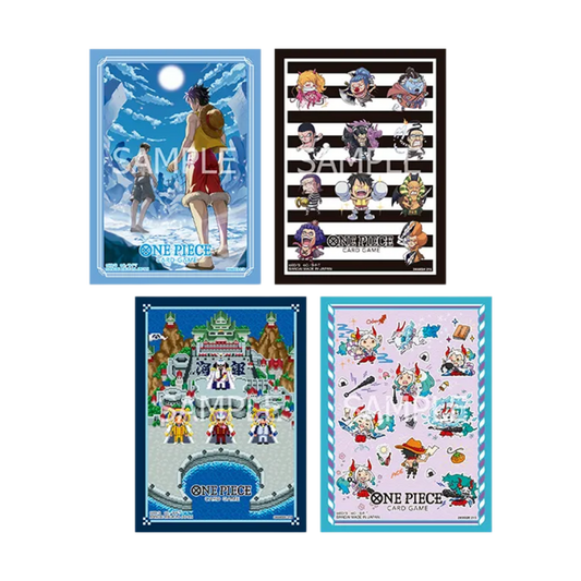 Official One Piece Card Game Set 15 protective card sleeves with four assorted character designs