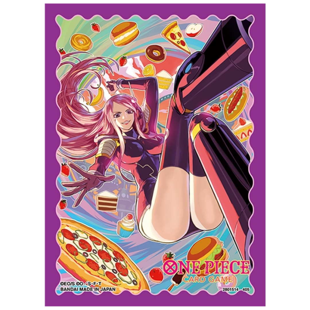 One Piece Card Game Volume 5 Jewelry Bonney sleeves featuring purple dessert-themed artwork