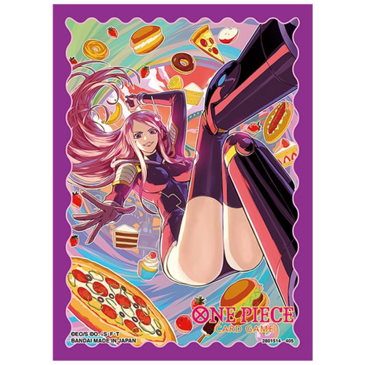 One Piece Card Game Volume 5 Jewelry Bonney sleeves featuring purple dessert-themed artwork