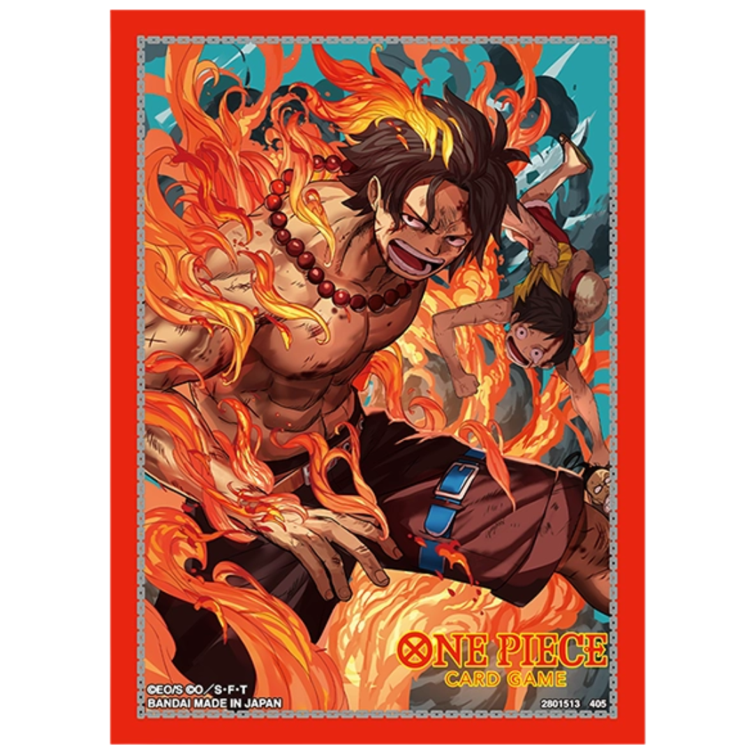One Piece Card Game Volume 5 Portgas D. Ace sleeves featuring red fiery artwork