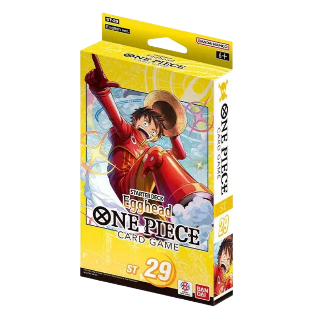 One Piece Card Game Starter Deck ST29 Egghead box featuring Monkey D. Luffy artwork and official Bandai packaging