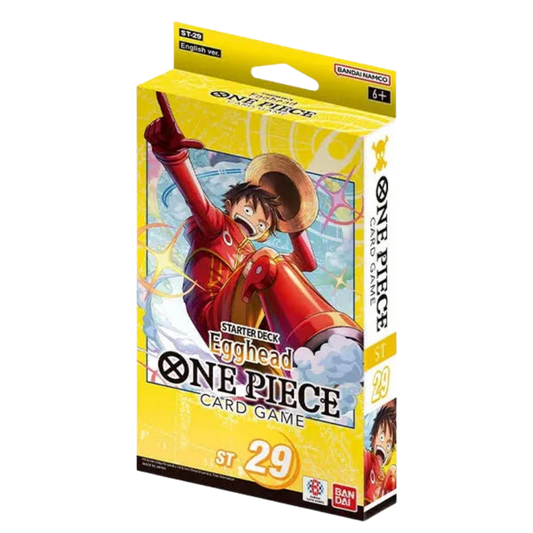 One Piece Card Game Starter Deck ST29 Egghead box featuring Monkey D. Luffy artwork and official Bandai packaging
