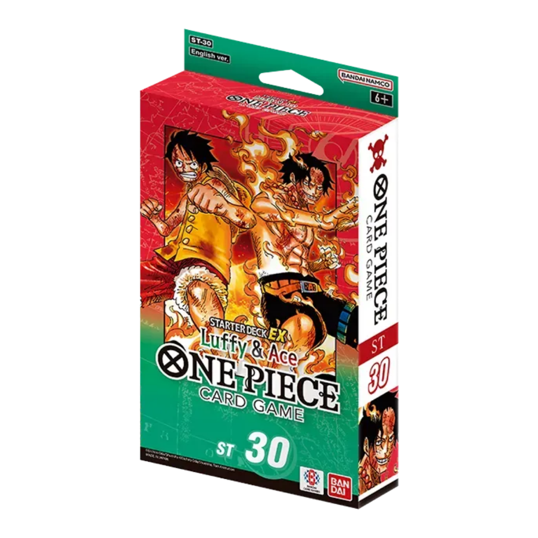 One Piece ST30 Luffy and Ace Starter Deck with foil cards and promotional pack