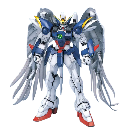 PG Wing Gundam Zero EW Perfect Grade model with LED eyes, Twin Buster Rifle and detailed feather wings